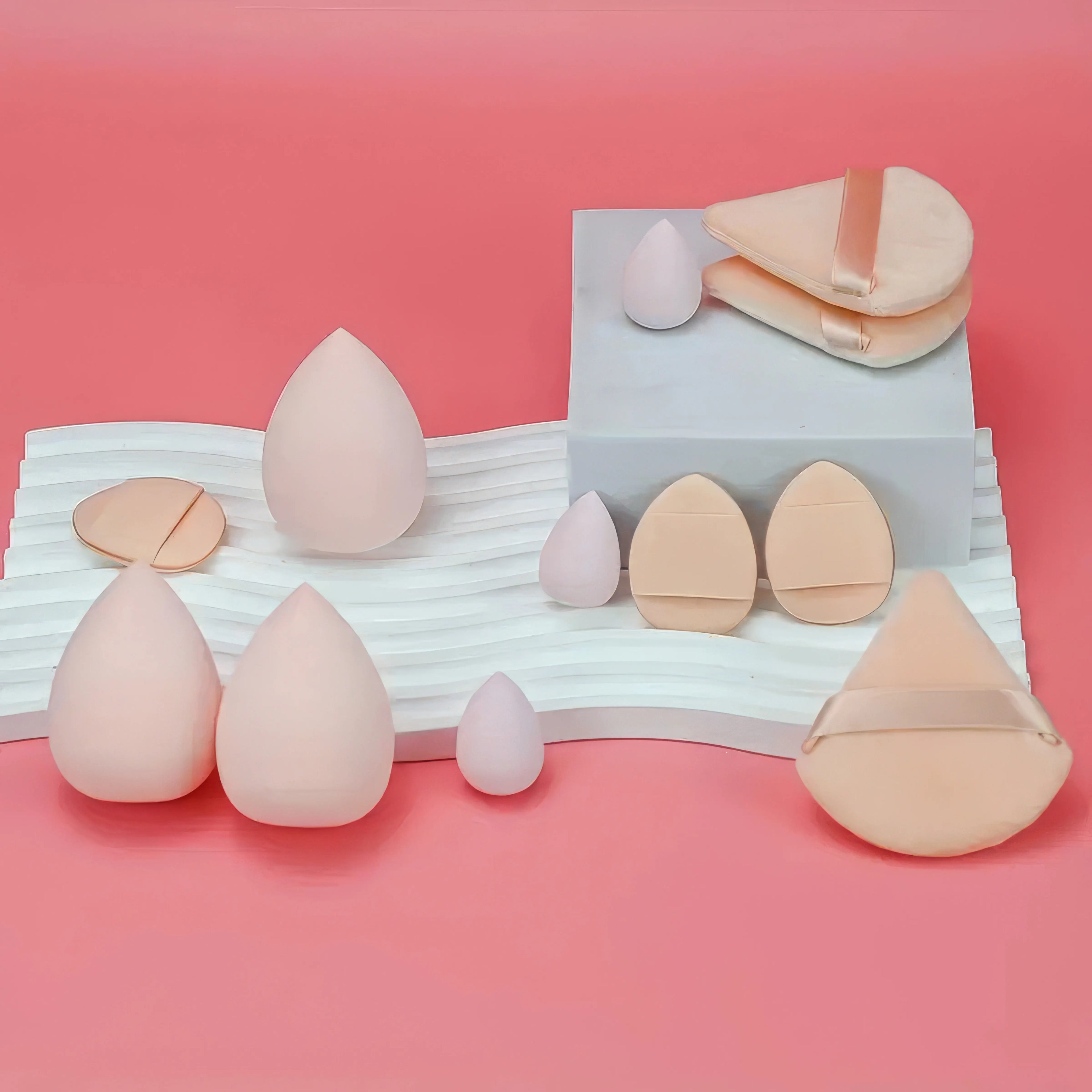 1 Set of Beauty Egg Set with Beige Tone and Various Shape Combinations, Suitable for Setting Makeup and Grooming