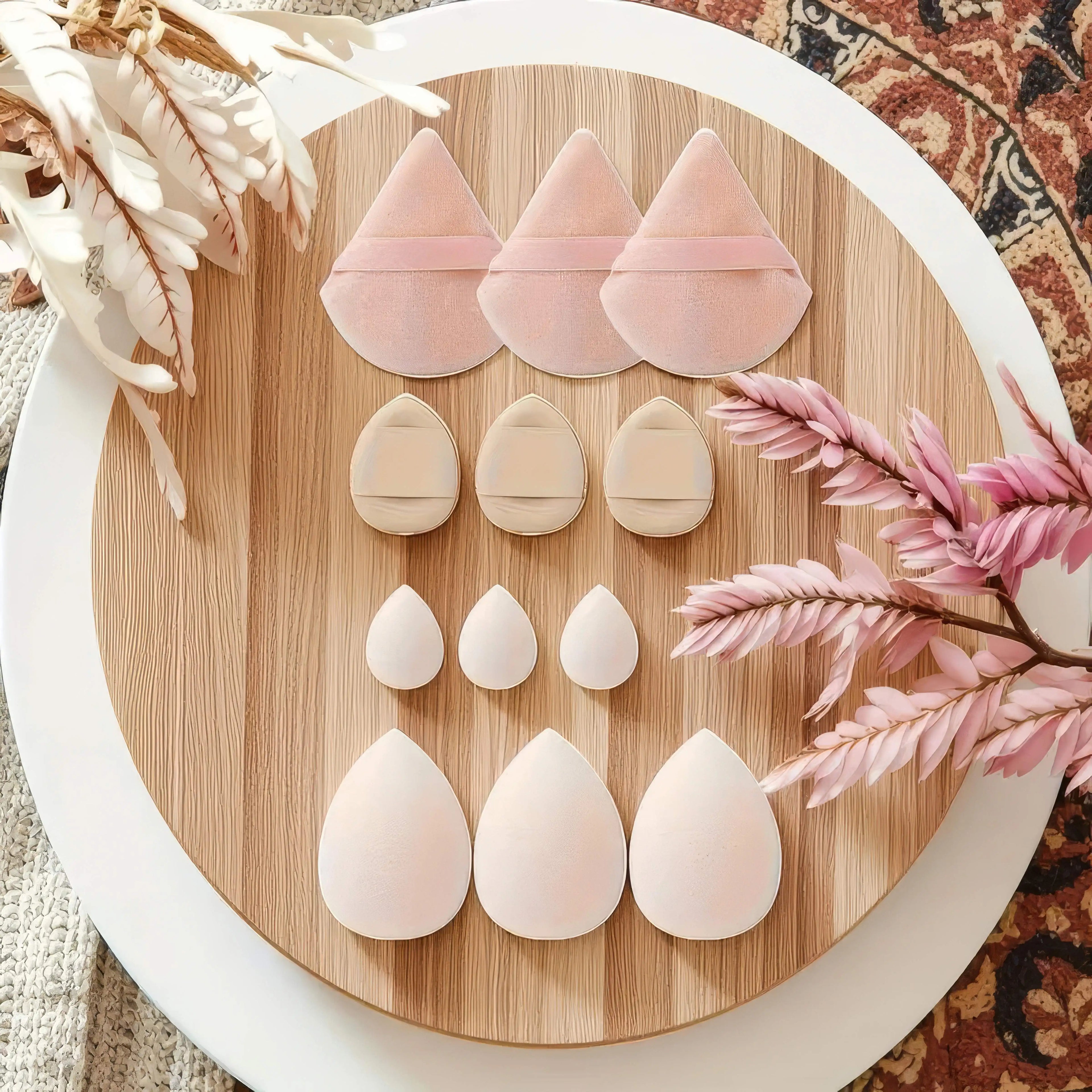 1 Set of Beauty Egg Set with Beige Tone and Various Shape Combinations, Suitable for Setting Makeup and Grooming
