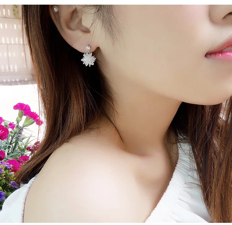 925 Sterling Silver Zircon  Long Tassel Pearl Drop Earrings