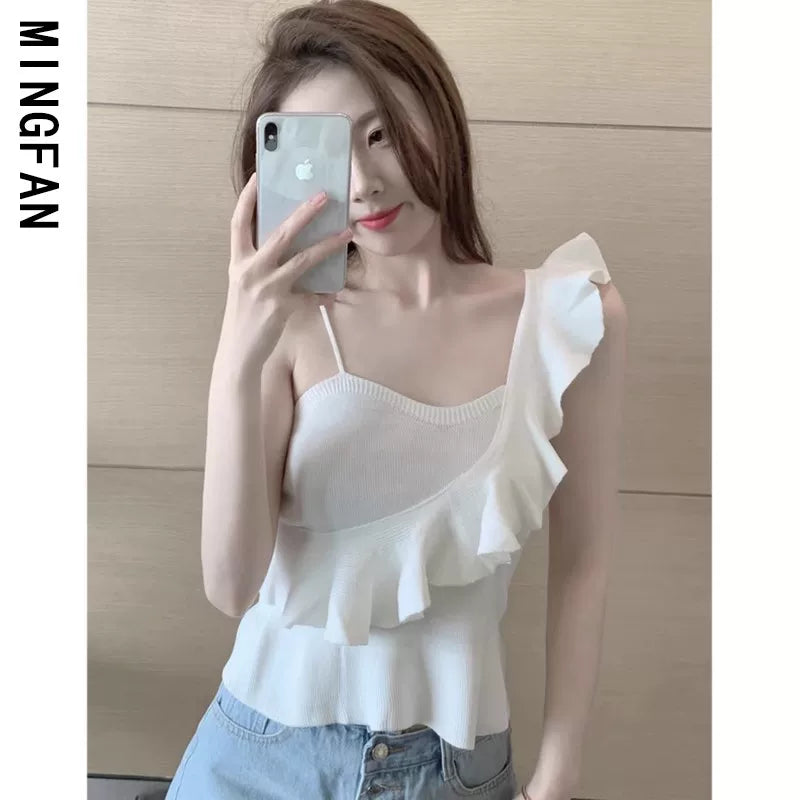 2023 Women's Sexy Wooden Ear Tank Top Small Slip Top