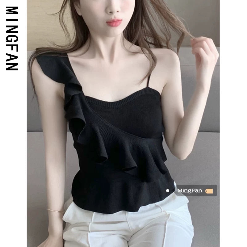 2023 Women's Sexy Wooden Ear Tank Top Small Slip Top