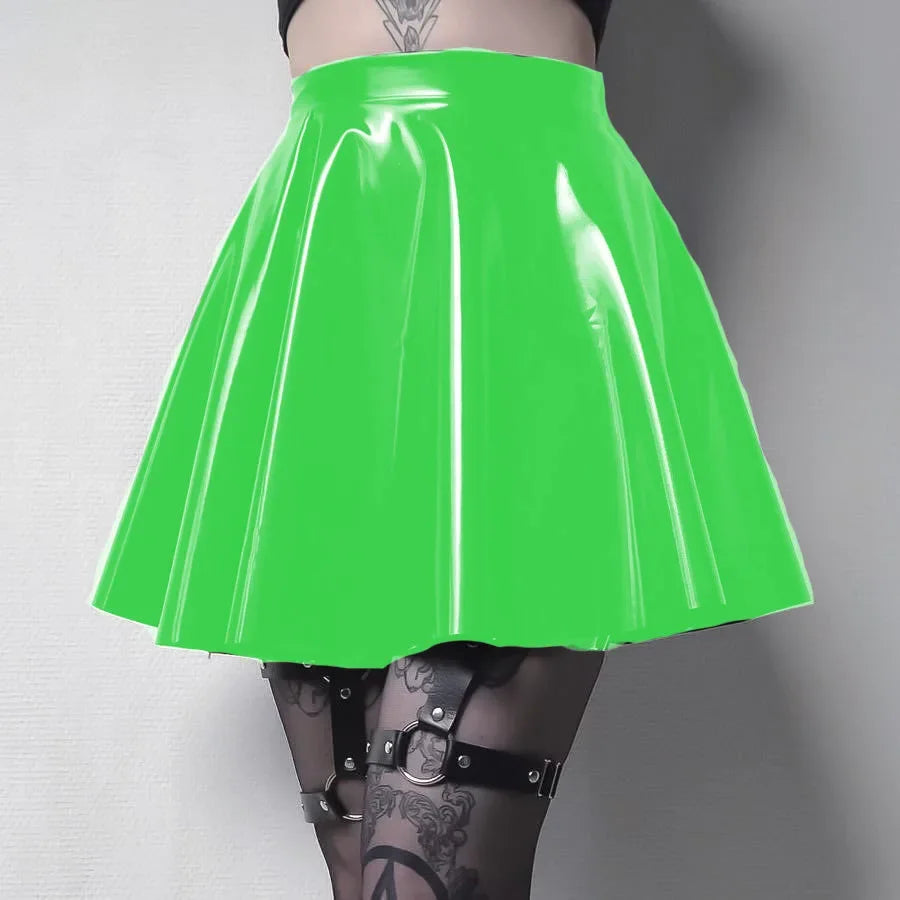 PU Leather Pleated Skirt