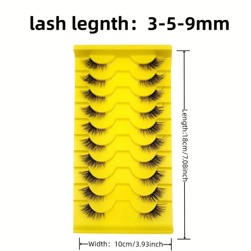 10 Pairs Elegant Faux false eyelashes, Wispy Cat Eye Design for Natural Fluffiness - Perfect for Everyday Glam