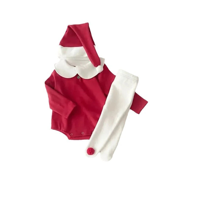 Cute Triangle Romper with Hat for Christmas