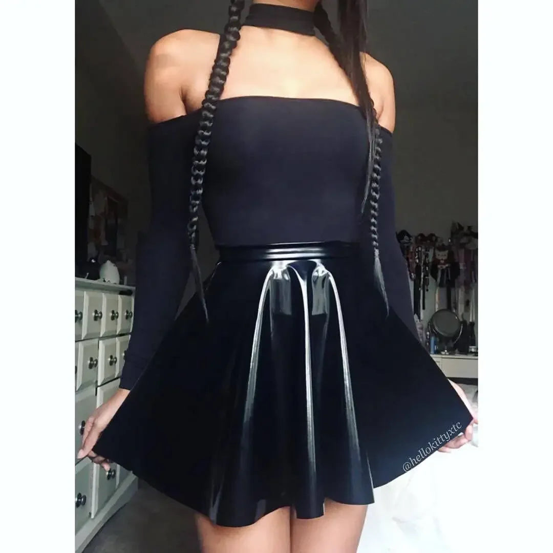 PU Leather Pleated Skirt