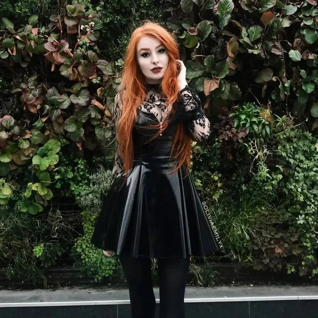 PU Leather Pleated Skirt