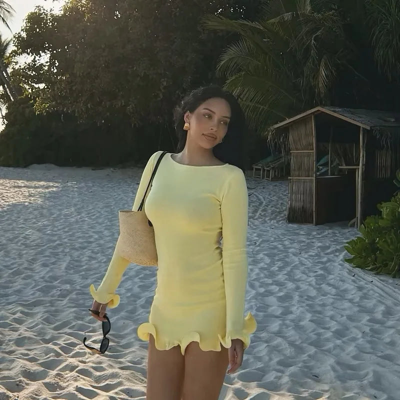 Pleated Ruffled Mini Dress