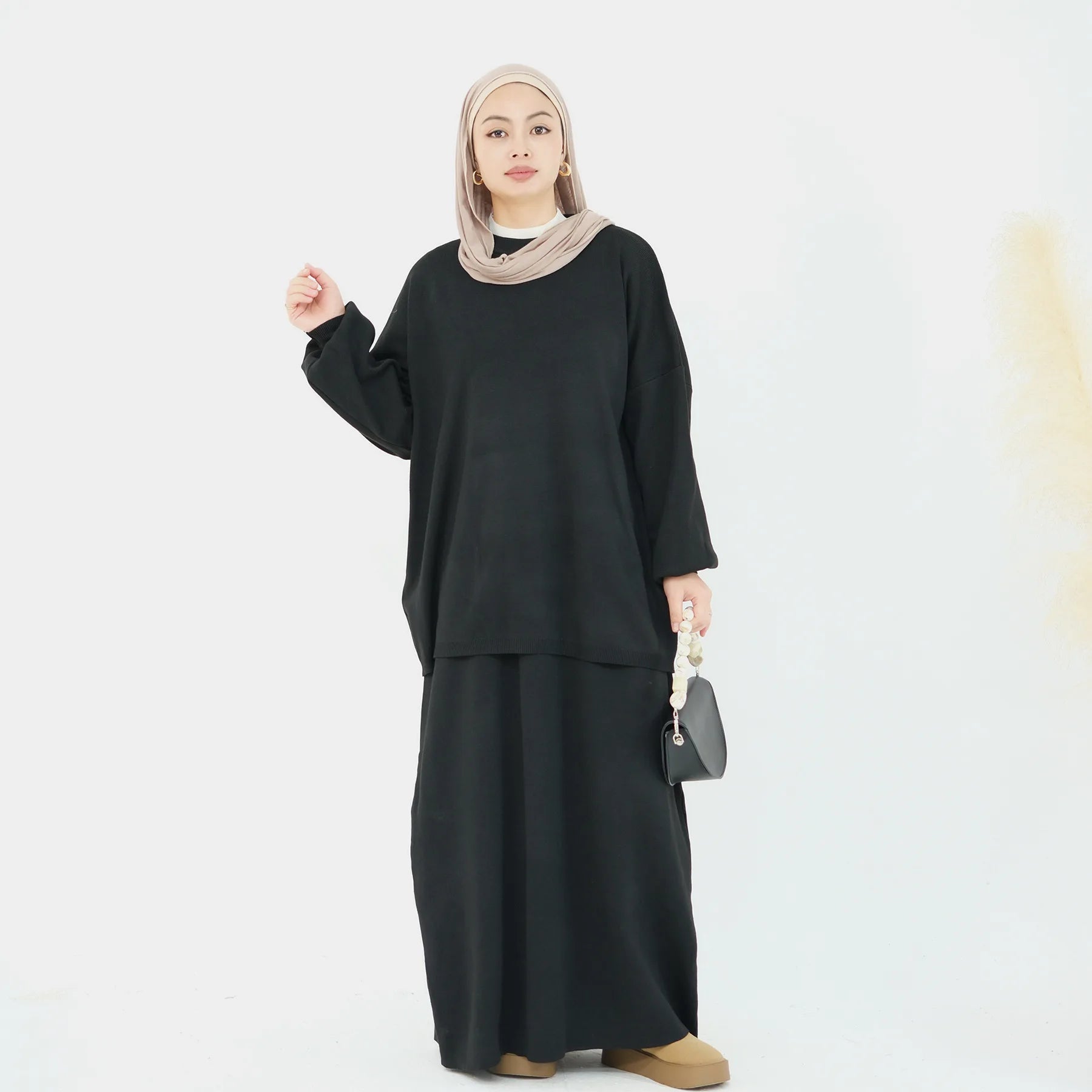 Knit Solid Color Multi-Color Long Loose Two-Piece Set Dress