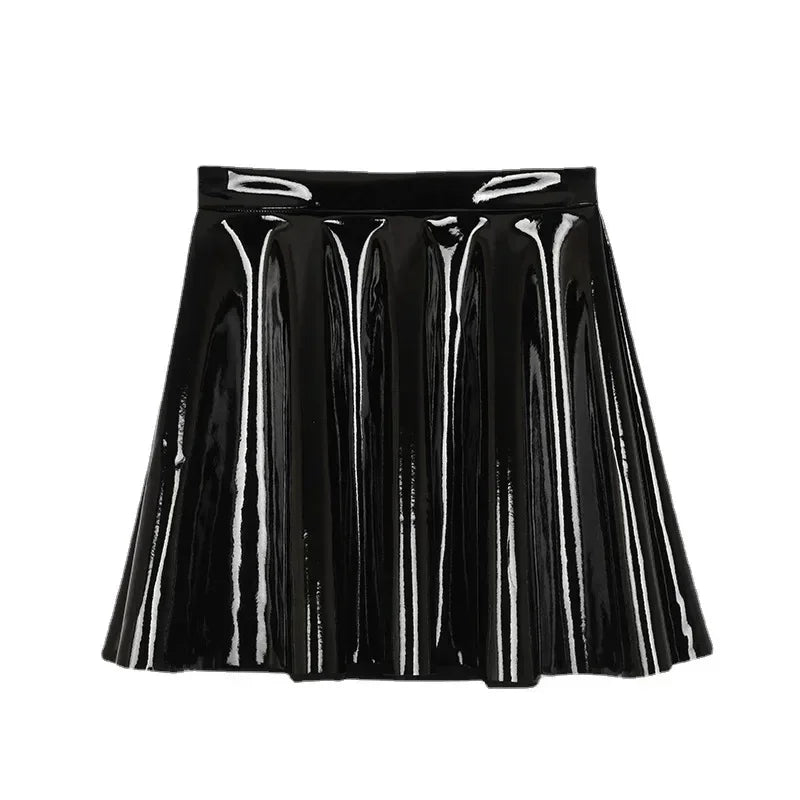 PU Leather Pleated Skirt
