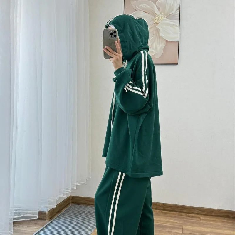 Sporty Stripe Outfits Tracksuit