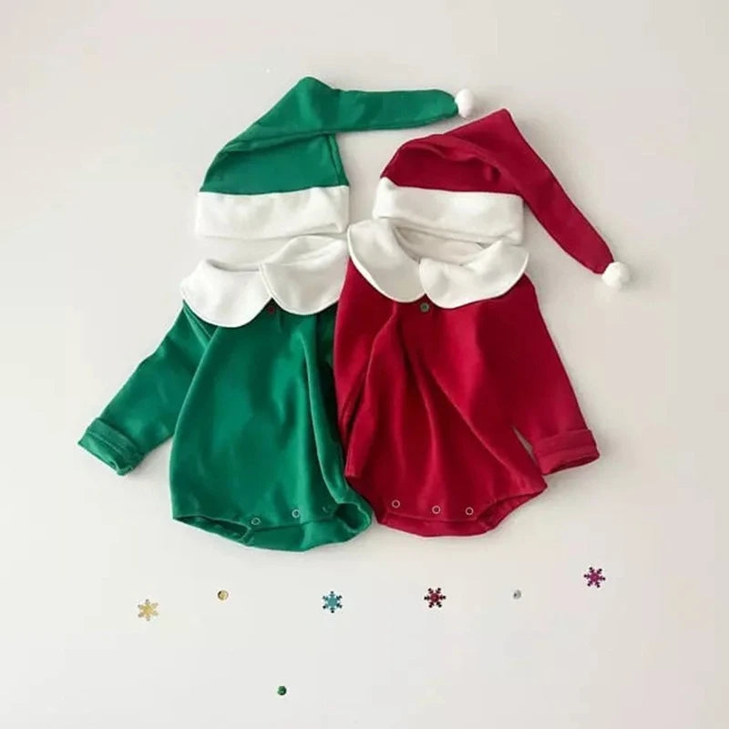 Cute Triangle Romper with Hat for Christmas