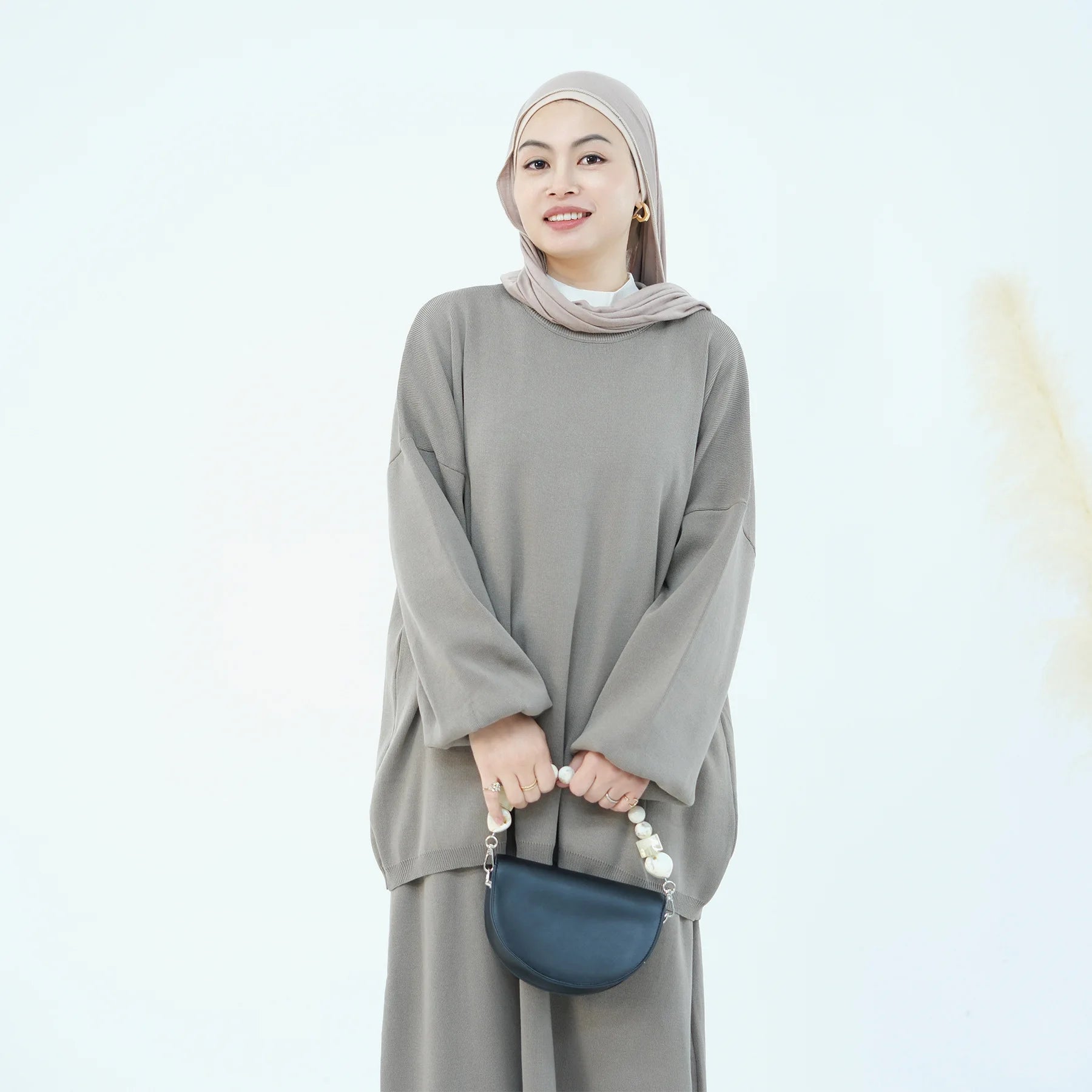 Knit Solid Color Multi-Color Long Loose Two-Piece Set Dress