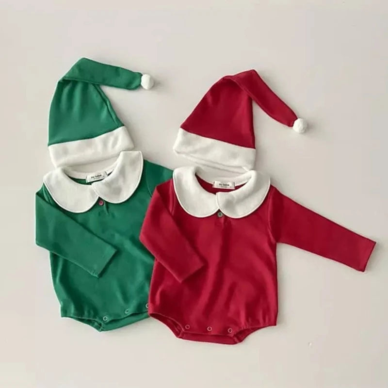 Cute Triangle Romper with Hat for Christmas