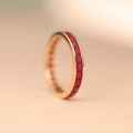 S925 Sterling Silver Ruby Red Zircon Infinity Eternity Band Ring
