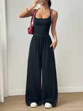 Pleated Loose Straight Leg Jumpsuit