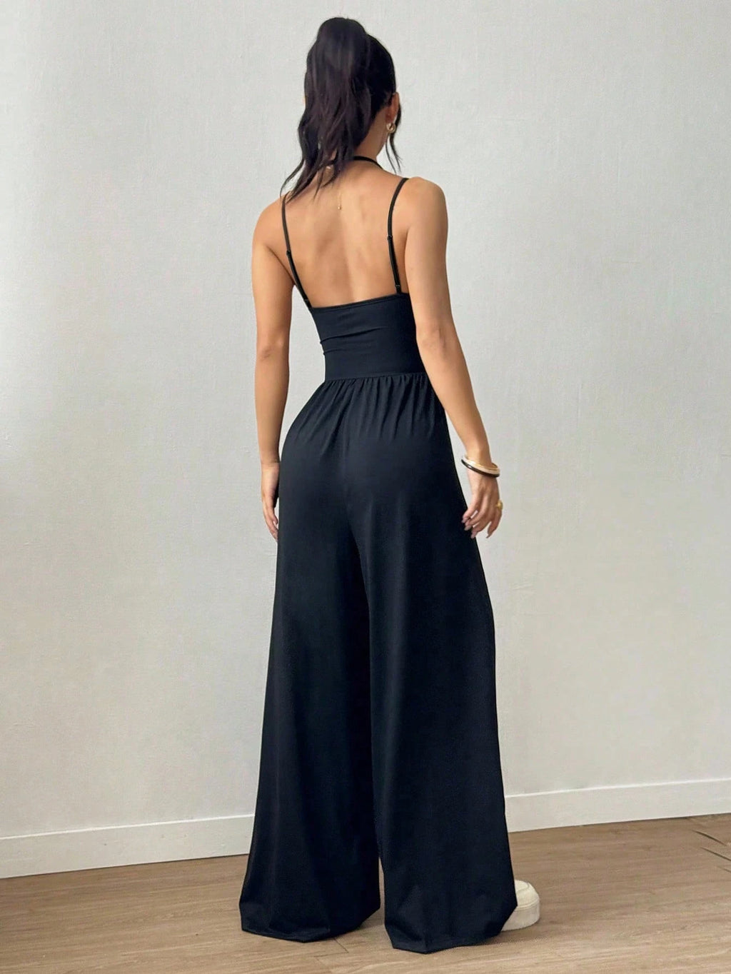 Pleated Loose Straight Leg Jumpsuit