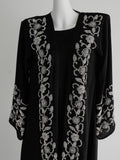 Black Silver Nail Beaded Abaya