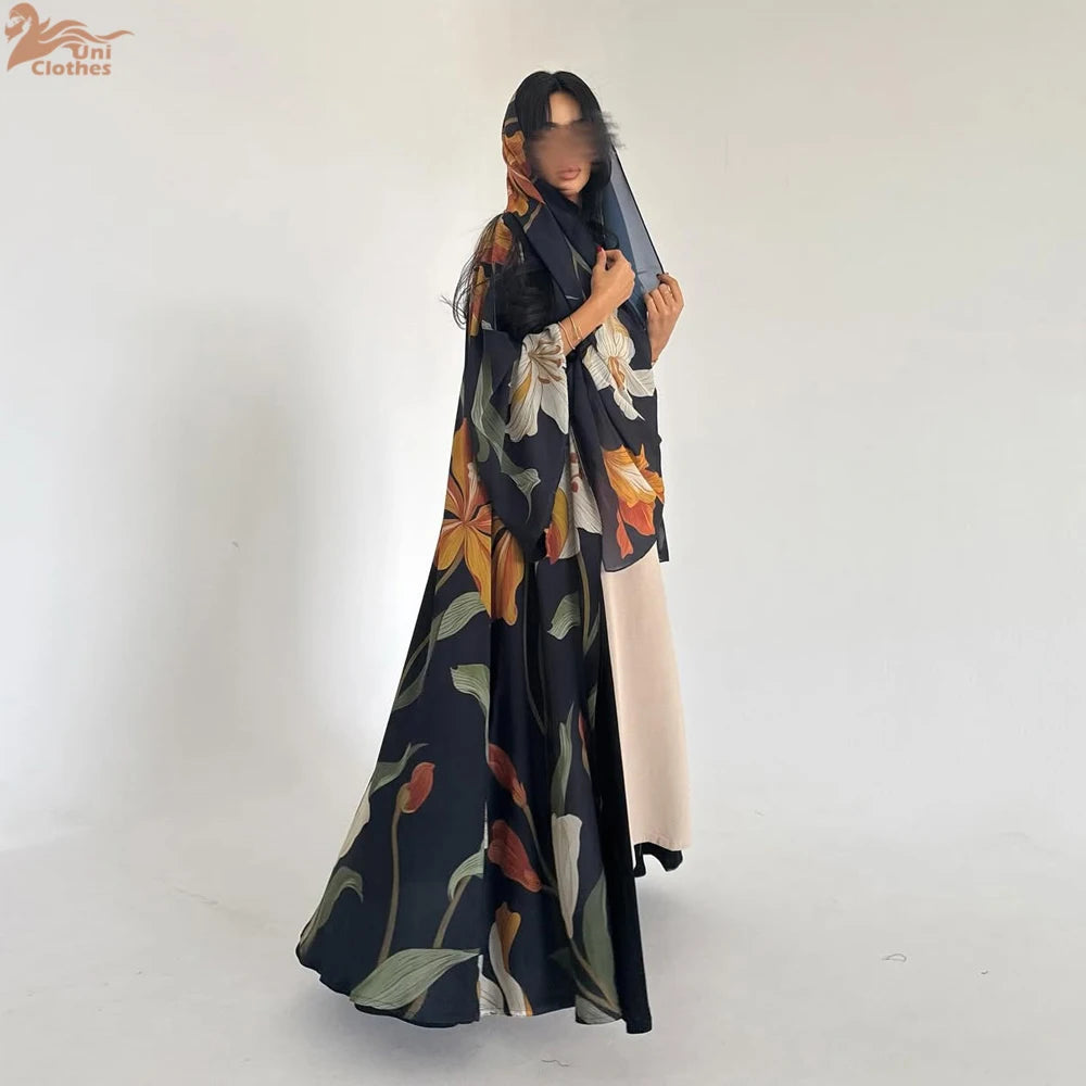 Floral Print Open Abaya