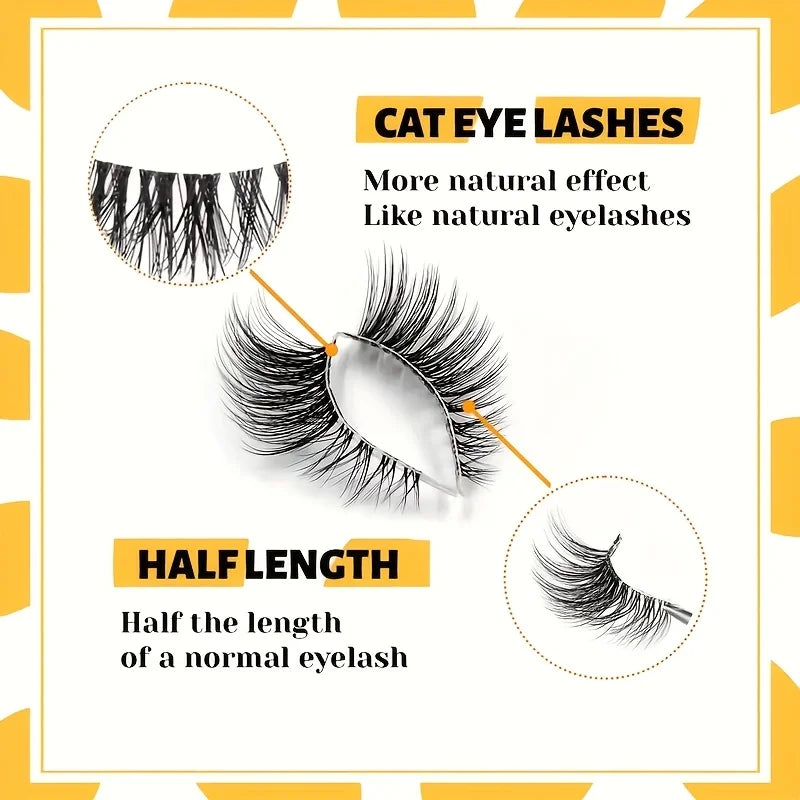10 Pairs Elegant Faux false eyelashes, Wispy Cat Eye Design for Natural Fluffiness - Perfect for Everyday Glam