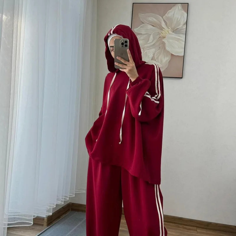 Sporty Stripe Outfits Tracksuit