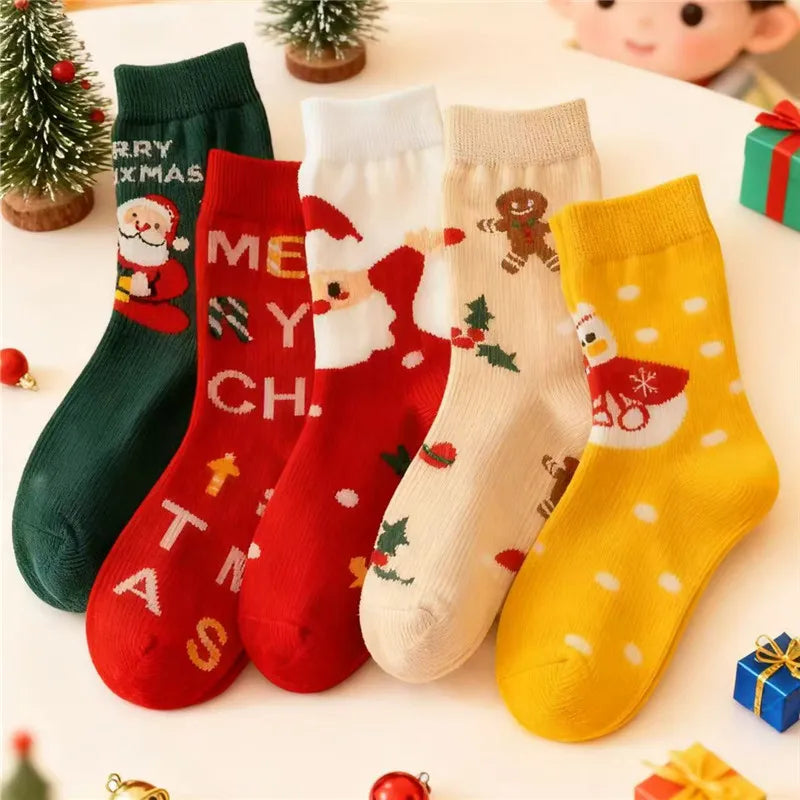 5Pairs/Lot Kids Christmas Socks