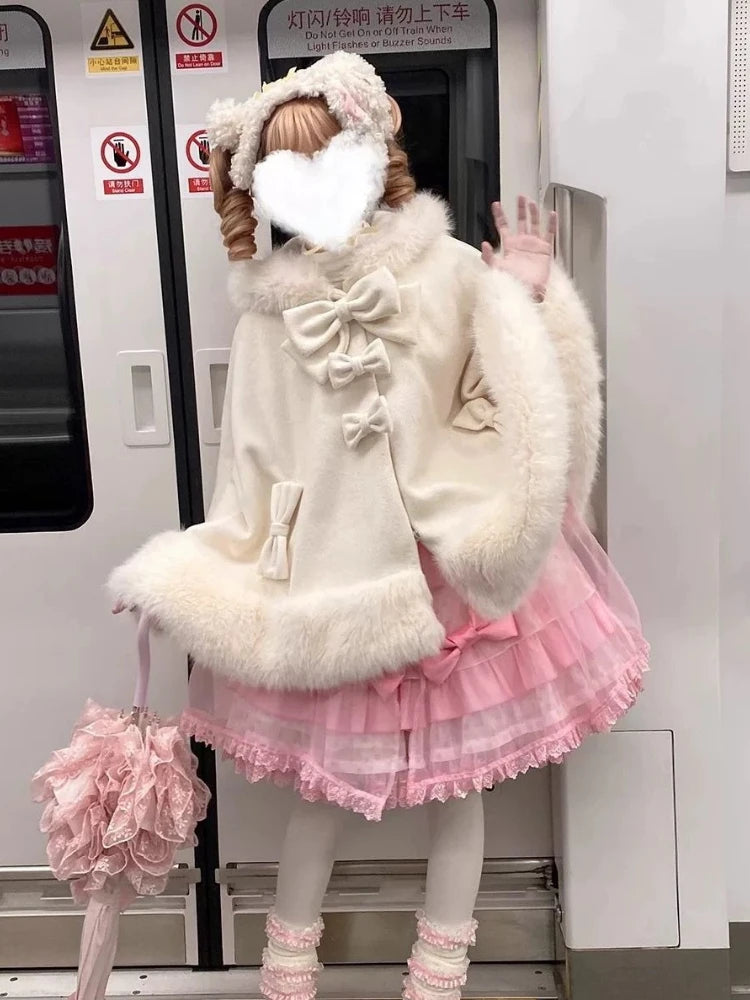 Furry Patchwork Loose Cute Hooded Jacket