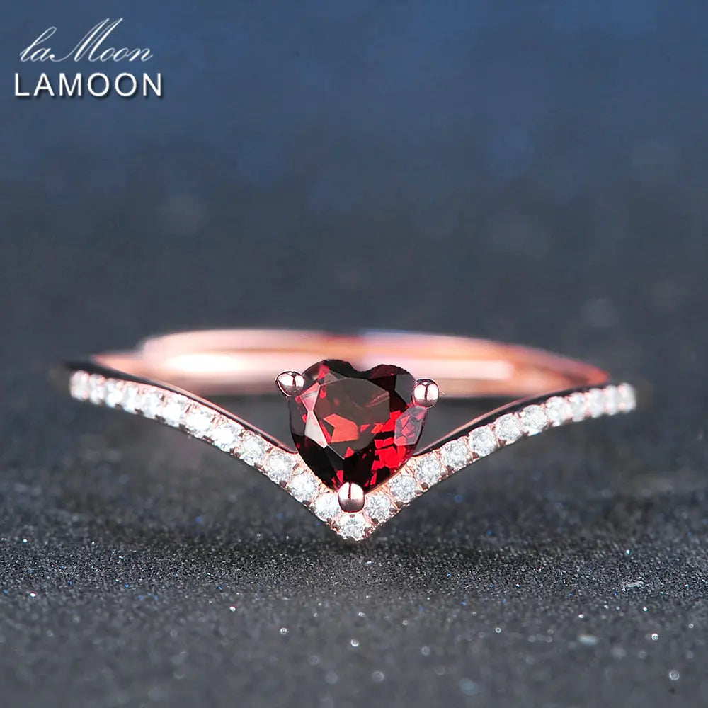 Natural Red Garnet Ring
