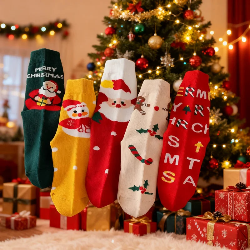 5Pairs/Lot Kids Christmas Socks