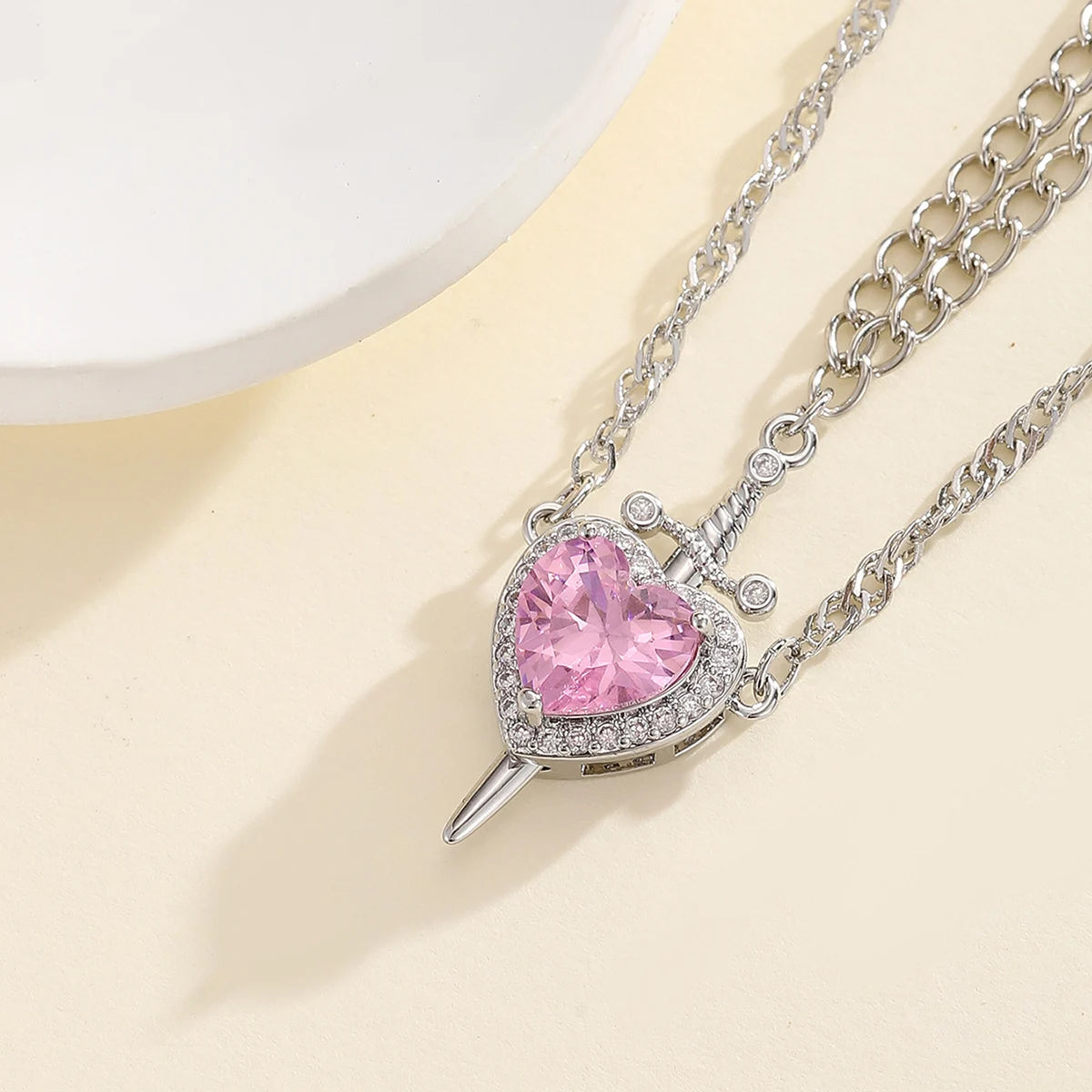 Heart and Sword Pendant Necklace