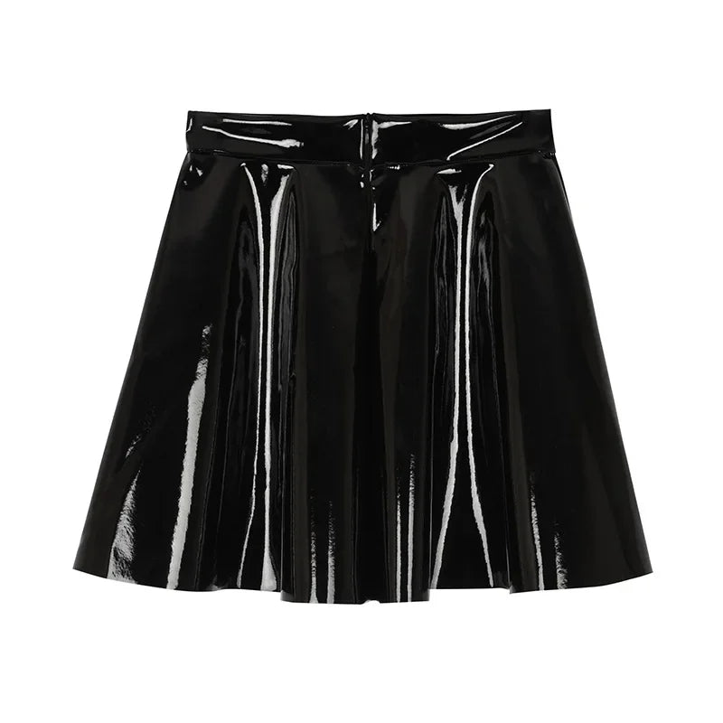 PU Leather Pleated Skirt