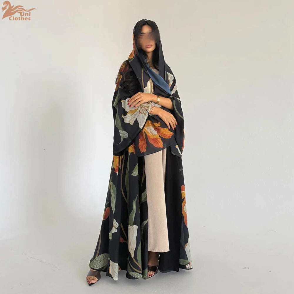 Floral Print Open Abaya
