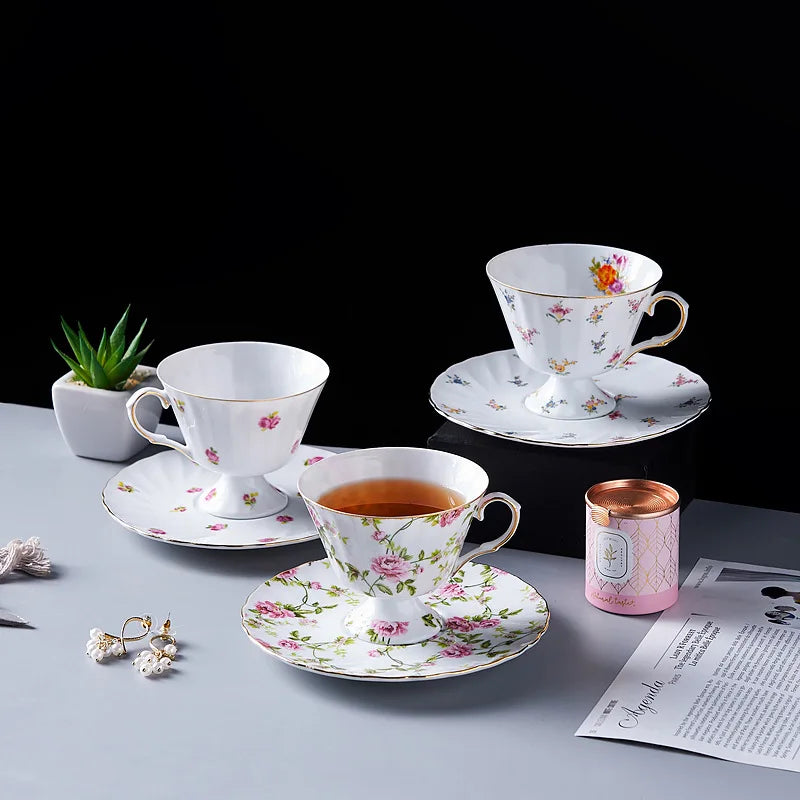 200ML Ceramic Black Tea Mug Saucer