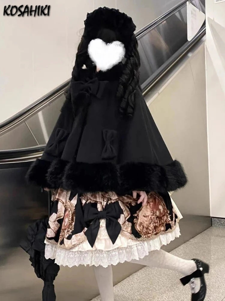 Furry Patchwork Loose Cute Hooded Jacket