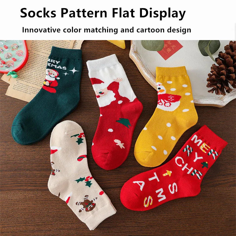 5Pairs/Lot Kids Christmas Socks