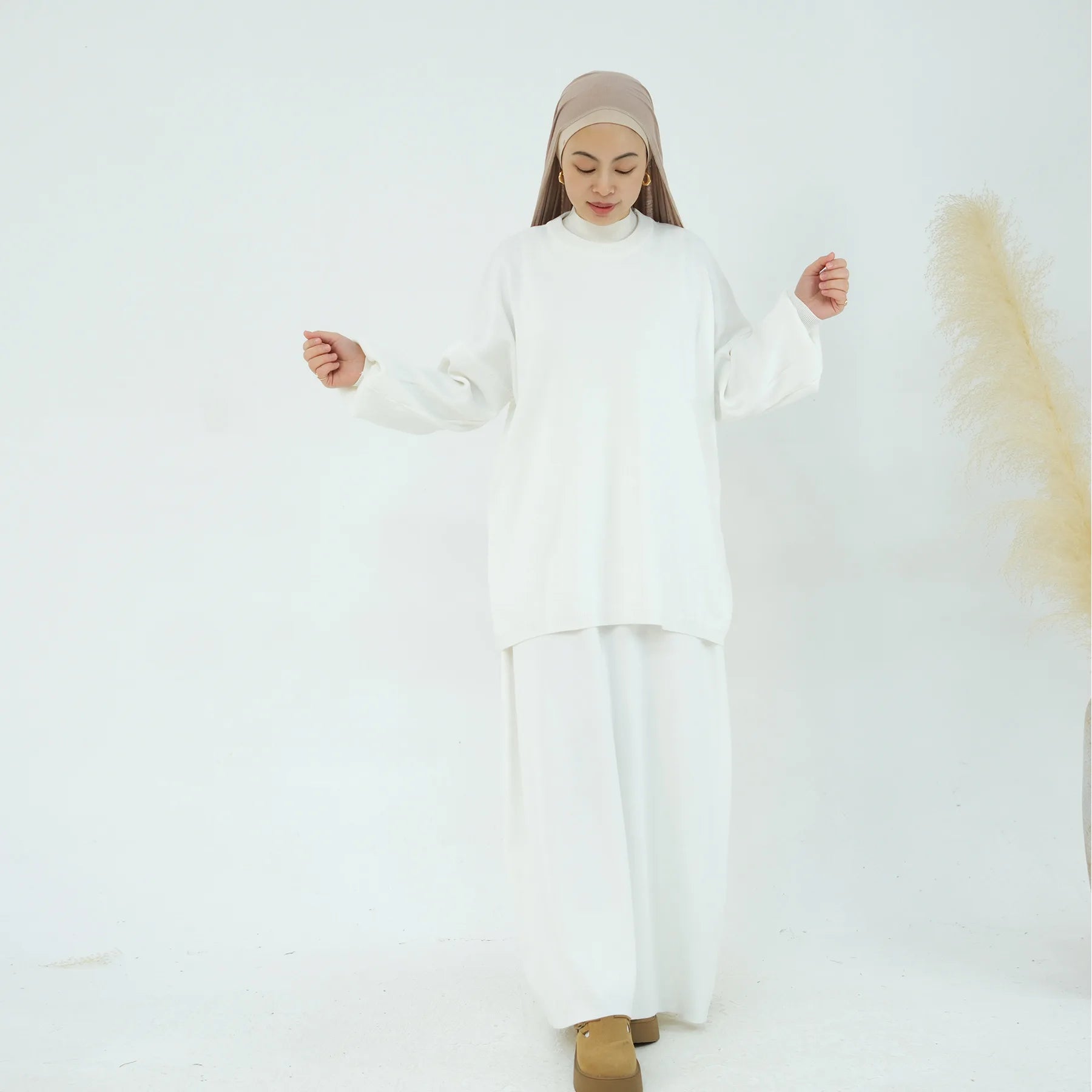 Knit Solid Color Multi-Color Long Loose Two-Piece Set Dress