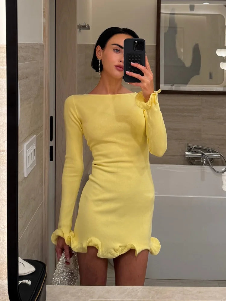 Pleated Ruffled Mini Dress