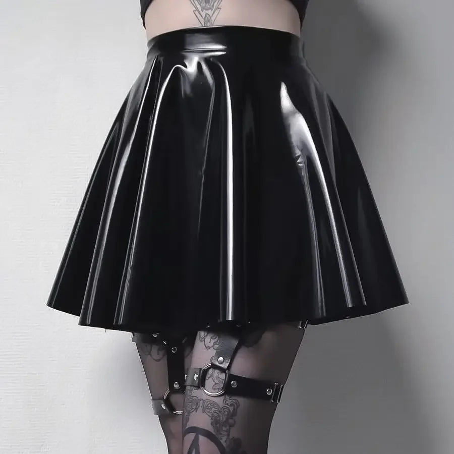 PU Leather Pleated Skirt